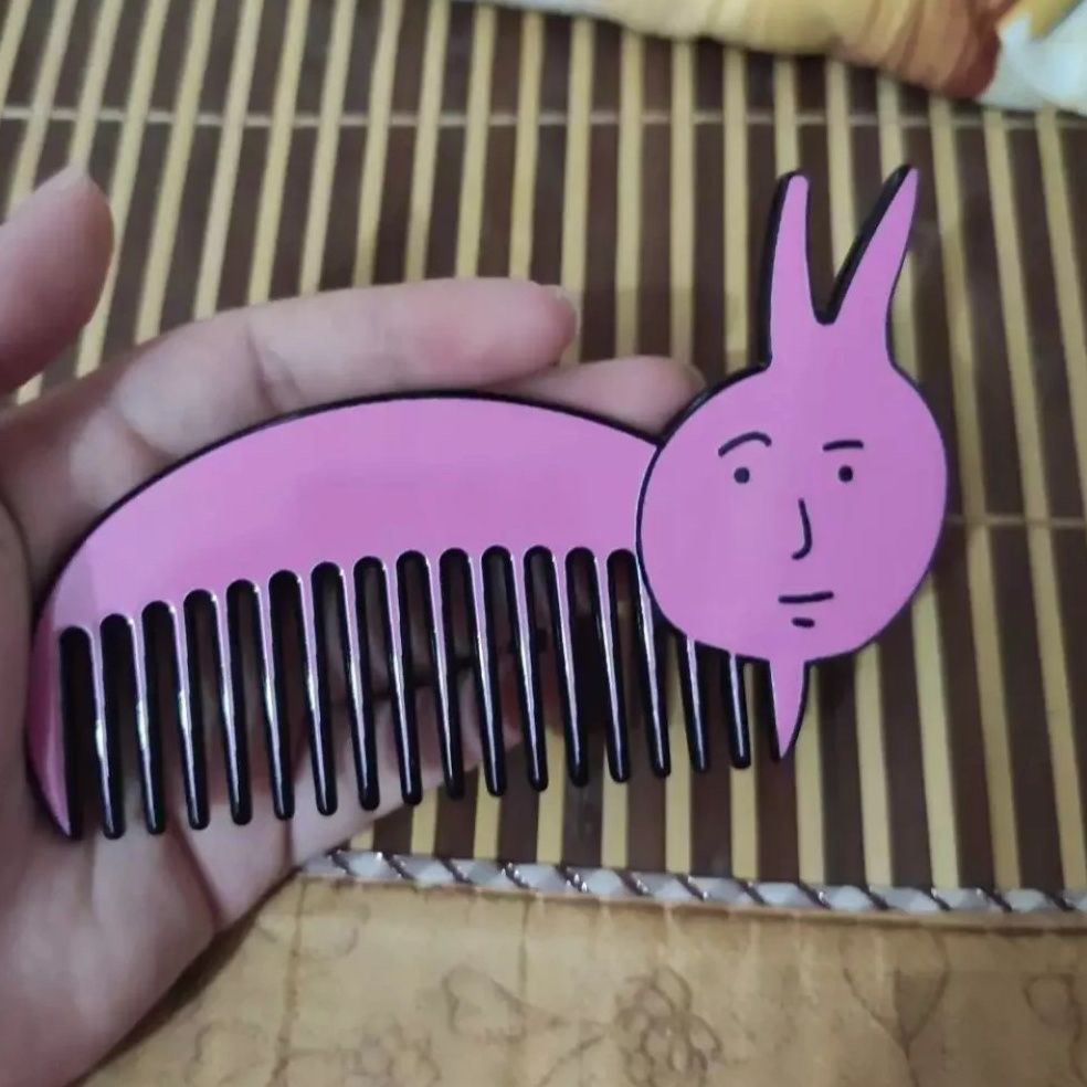 Lược Chải Tóc Kèm Gương Trang Điểm Thiết Kế Hình Thỏ Hồng Dễ Thương Cho Bạn Gái