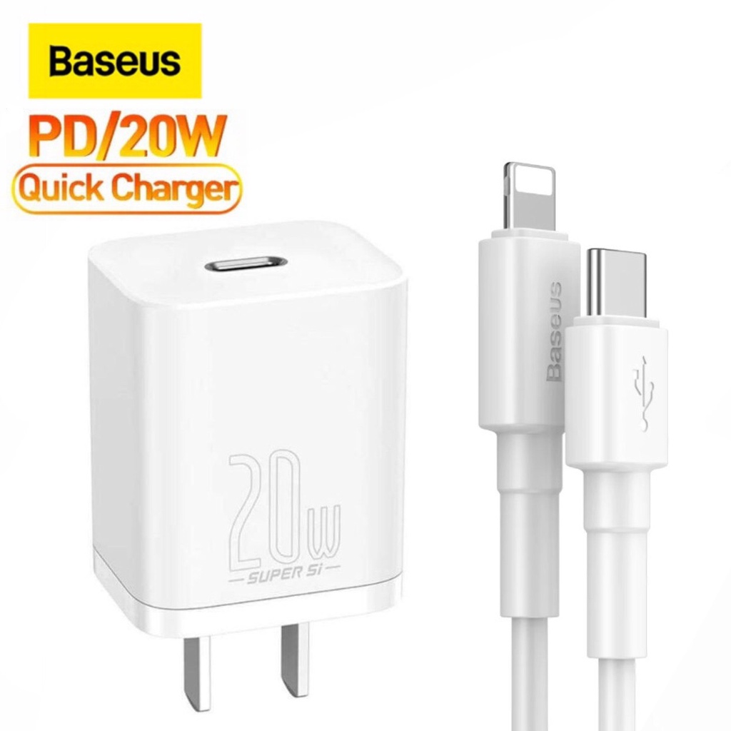 Bộ sạc nhanh ip 20w Baseus - Củ kèm dây type c to ling dùng cho iphone 14 13 12pro 11promax ..