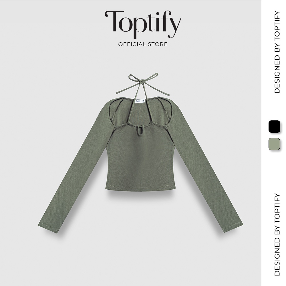 Áo croptop nữ tay dài TOPTIFY cổ thuyền kiểu cột dây yếm khoét ngực Danisa Top AC66