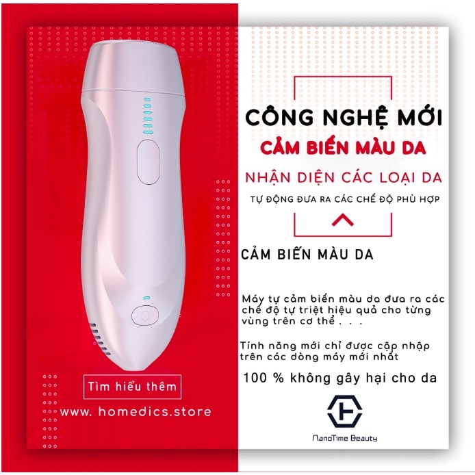 Máy triệt lông cá nhân vĩnh viễn tại nhà Nanotime B62F HTBeauty,  công nghệ IPL và trẻ hóa da mặt & body k đau rát