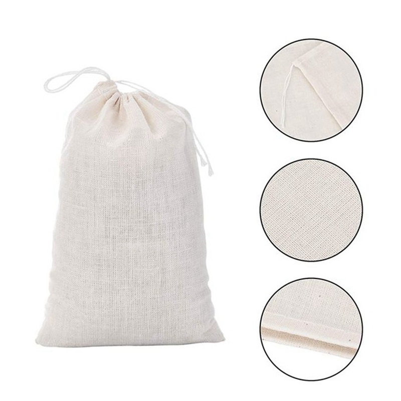 Set 50 Túi Dây Rút Cotton Muslin Đa Năng Đựng Trang Sức / Trà / Quà Cưới Kích Thước 4X6 Inch