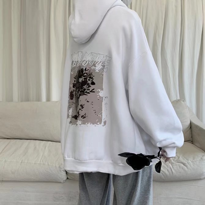 Áo Sweater Dáng Rộng Tay Dài In Hình Bó Hoa Cổ Điển Thời Trang Mùa Thu Cho Nam Và Nữ