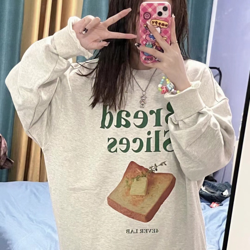 NRVP Áo thun tay dài dáng rộng in chữ phong cách Hàn Quốc 2023