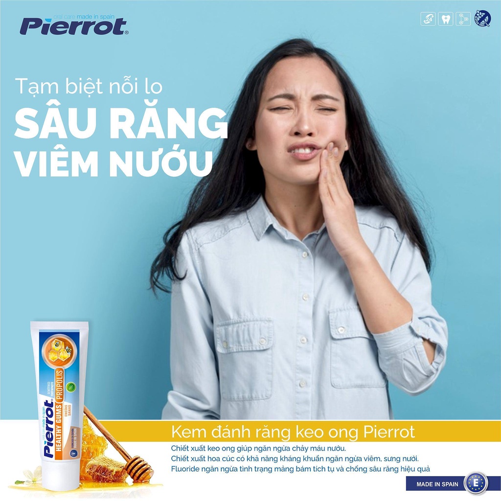 Kem Đánh Răng Pierrot Keo Ong Chắc Khỏe Nướu, Duy Trì Nướu Khỏe Mạnh Cho Răng Miệng Thơm Tho Suốt Cả Ngày 75ML