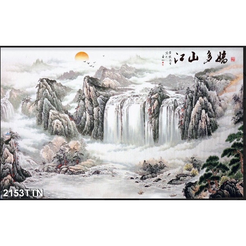 Tranh 3D trang trí hồ cá, bán cạn tiểu cảnh - chủ đề Thuỷ mặc part 4