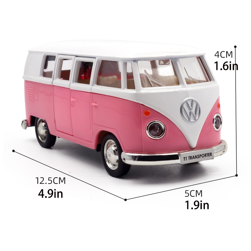 2 Colour Volkswagen T1 Bus Model Pull Back Car Figure Simulation Toys For Kids Boys Girls Baby Birthday Gift