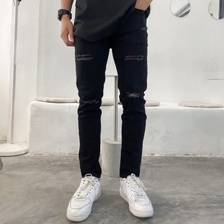 Quần jean đen rách gối nhiều nam co giãn cực tốt VNXK Pon.mens hà nội hcm