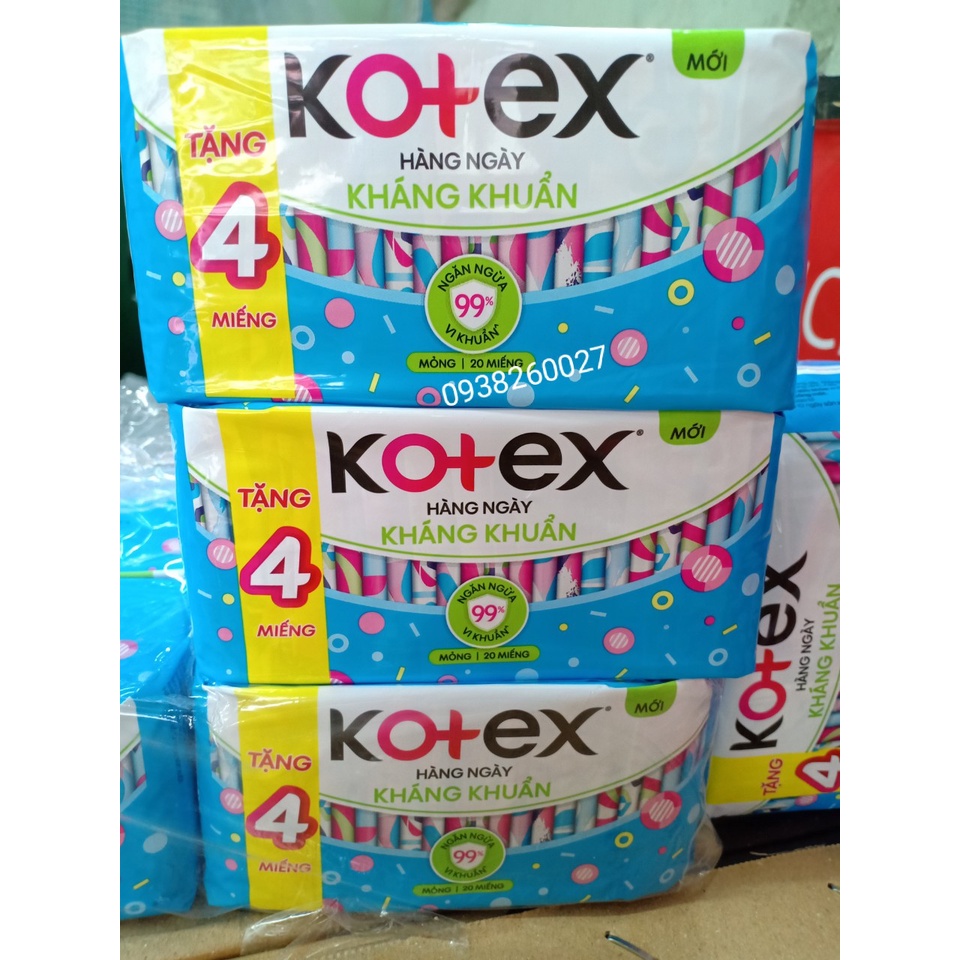 Băng vệ sinh Kotex Hàng Ngày Kháng Khuẩn 20 miếng/gói