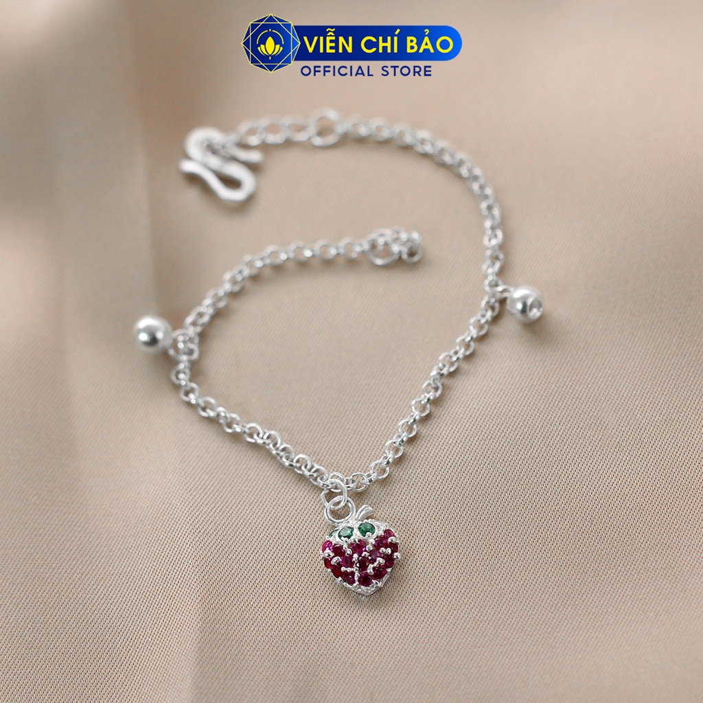 Lắc tay bạc trẻ em Quả dâu tây dễ thương chất liệu bạc 925 quà tặng đầy tháng thôi nôi Viễn Chí Bảo  L400247