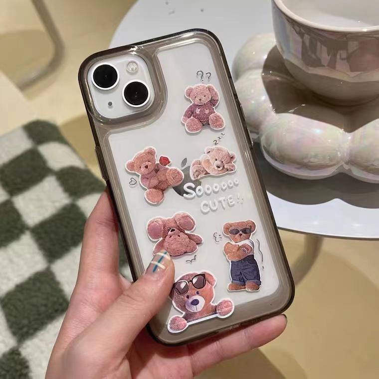 Ốp Điện Thoại Silicon TPU Mềm Trong Suốt Họa Tiết Gấu Cho IPhone 14 13 11 Pro 12 X XR XS Max 6 6S 7 8 14 Plus