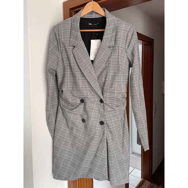 ZARA Đức - Đầm váy sale auth new tag cao cấp chính hãng có sẵn blazer dáng vest nút công sở đi làm caro