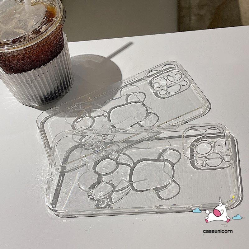 Ốp Điện Thoại TPU Mềm Trong Suốt Hình Gấu 3D Cho iPhone 11 12 13 14 Pro MAX XR 6 6s 7 8 14 Plus X XS MAX SE 2020