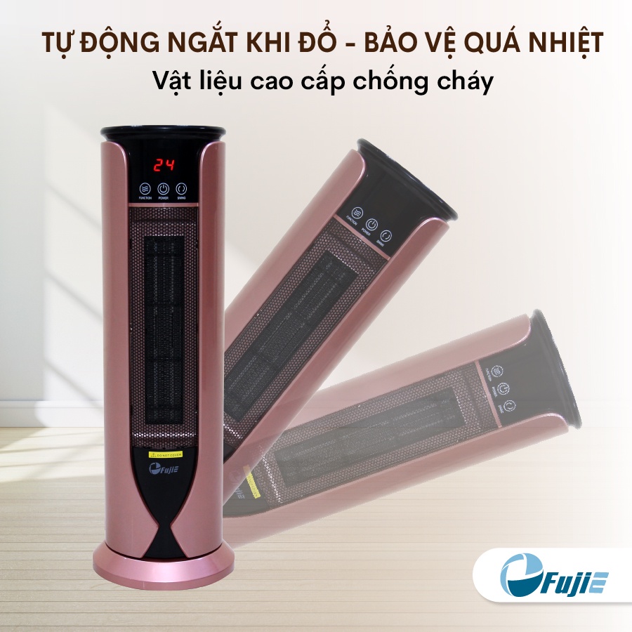 Quạt sưởi FujiE CH-1600RM Newage Gốm Ceramic công nghệ Nhật Bản, không đốt oxy, tạo ion diệt khuẩn, BH 12 tháng