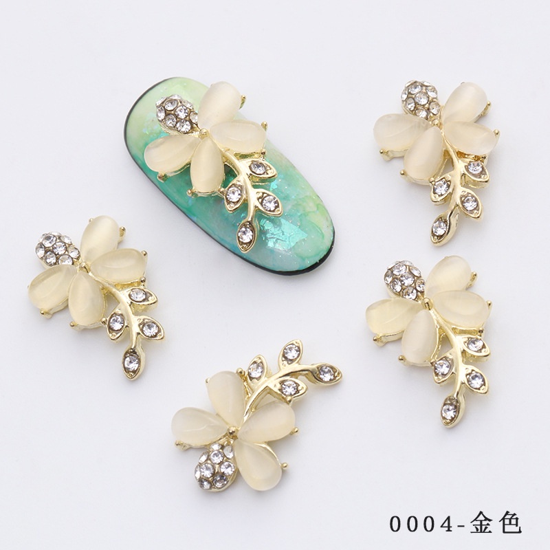 Miếng Dán Trang Trí Móng Tay Hình Bướm Bằng Hợp Kim Đính Đá Opal Sang Trọng