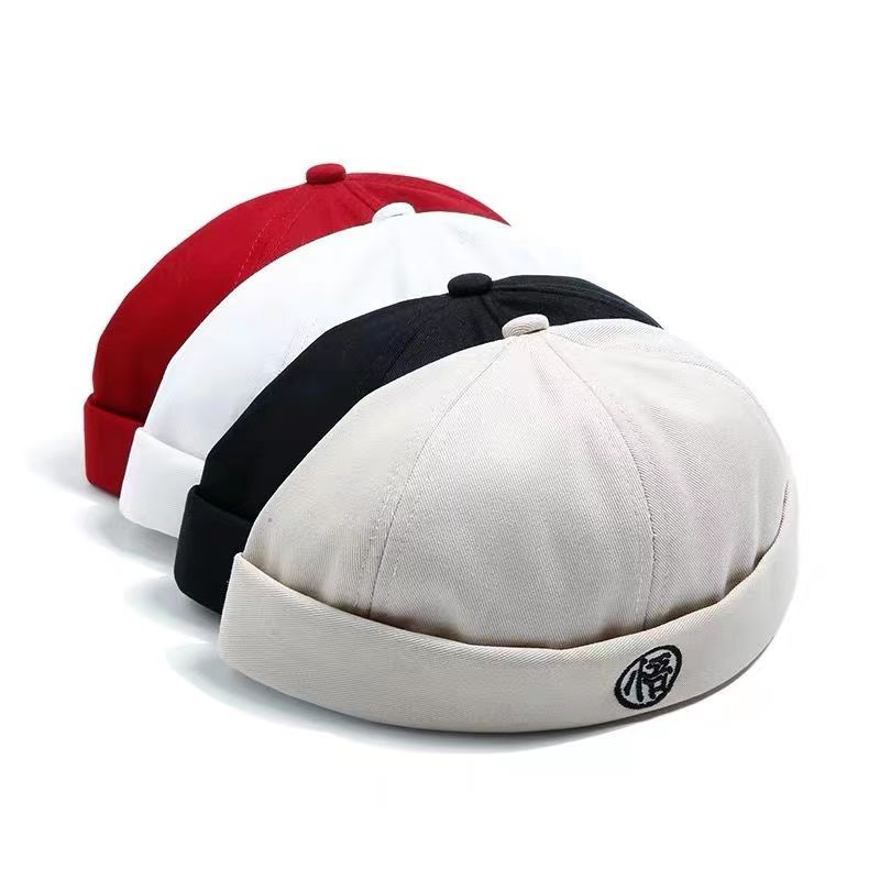 Mũ tròn The Capal nam nữ không vành thêu chữ Trung Hoa phong cách hoài cổ