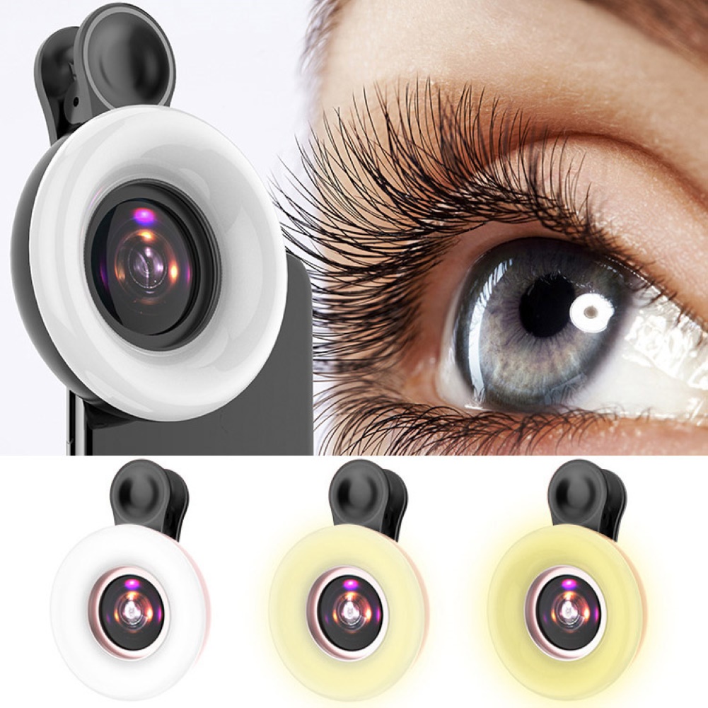 PO-Sạc Lại Kèm Kẹp Gắn Điện Thoại / Ống Kính Chụp Ảnh Selfie Đèn LED Macro 15X Có Thể