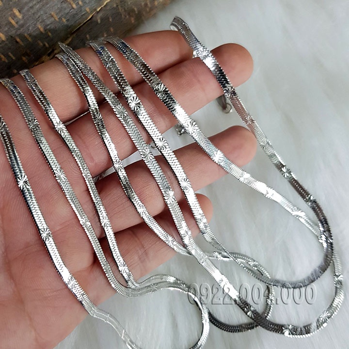Dây chuyền mỳ dẹp khắc tia sáng đủ kích cỡ.