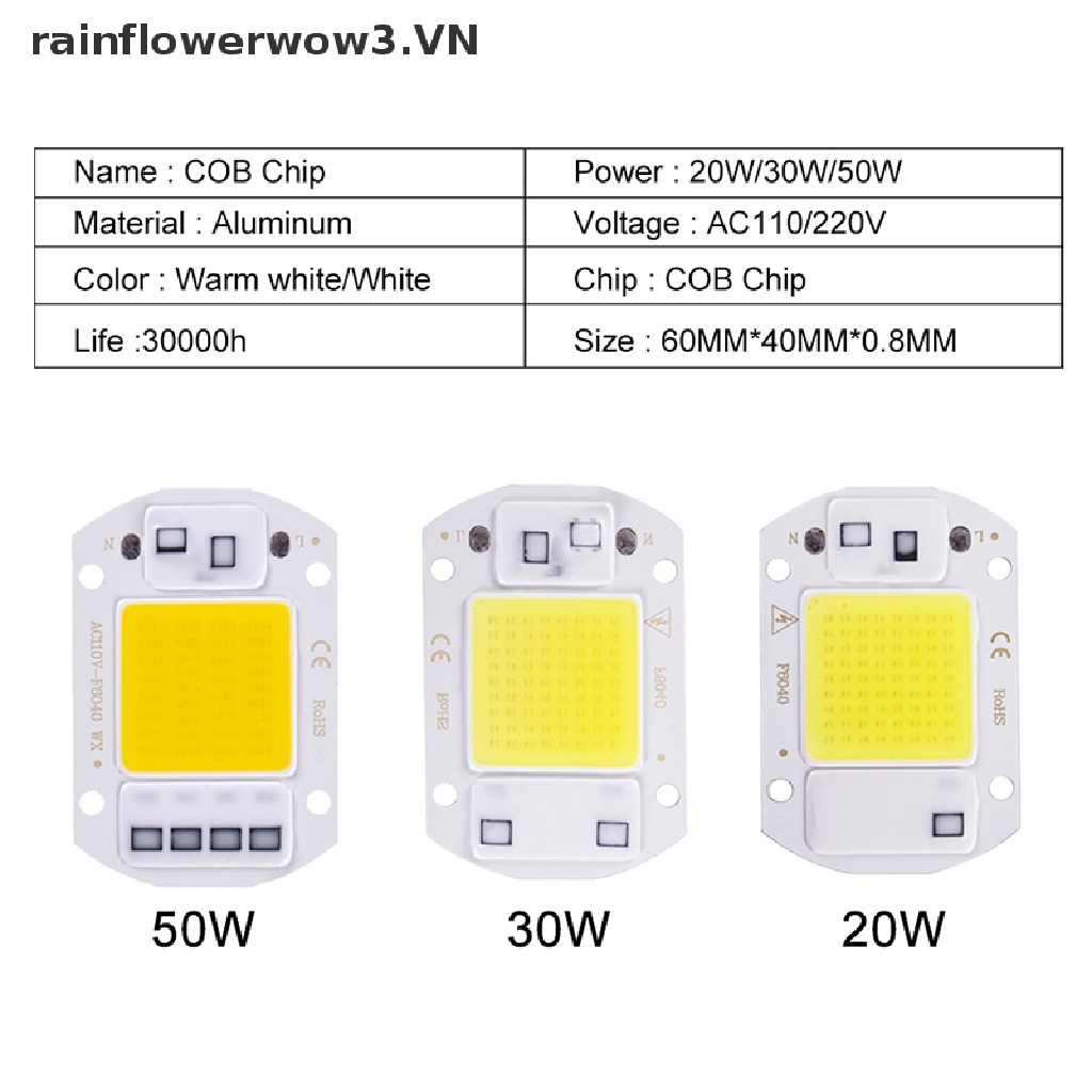 Chip Đèn LED COB Thông Minh 20W 30W 50W AC 220V Tự Lắp Ráp Chuyên Dụng