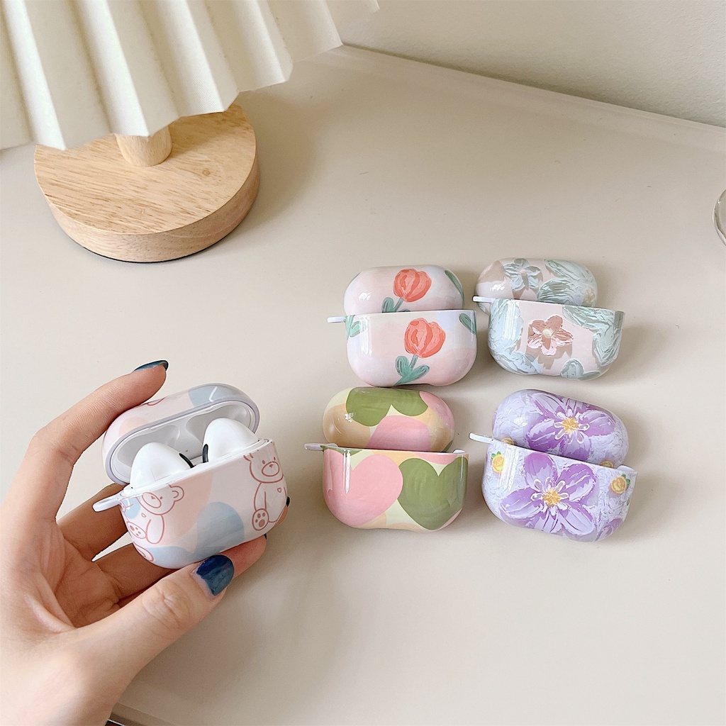 Vỏ Bảo Vệ Hộp Sạc Tai Nghe Bluetooth Không Dây Lenovo Thinkplus LP40 pro / LP40 S Họa Tiết Hoa / Gấu Dễ Thương