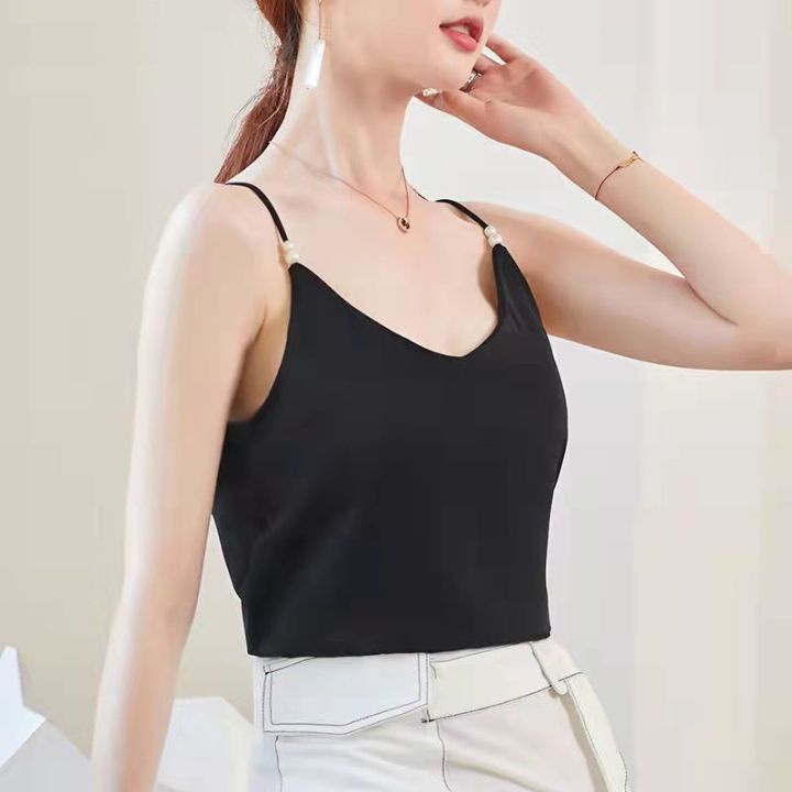 Áo hai dây nữ lụa satin xinh xắn, Áo 2 dây mặc vest/blazer