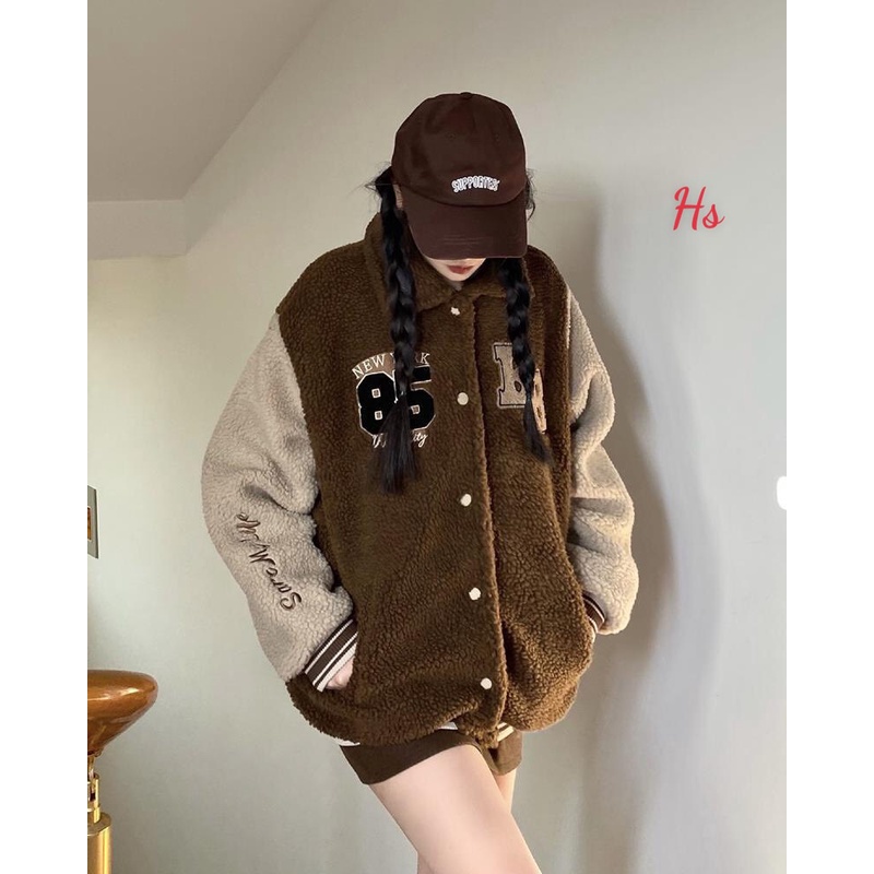 Áo khoác bomber lông cừu-Áo hoddie thêu chữ BeerBro phối 2 màu lót trần bông cao cấp MEMN 1186