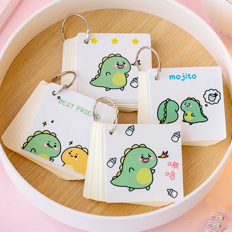 RUIXIANG Sổ Ghi Chú Mini Hình Tròn In Hoạt Hình Dễ Thương