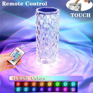 LED Crystal Table Lamp Diamond Rose Bar Night Light Touch Atmosphere Bedside