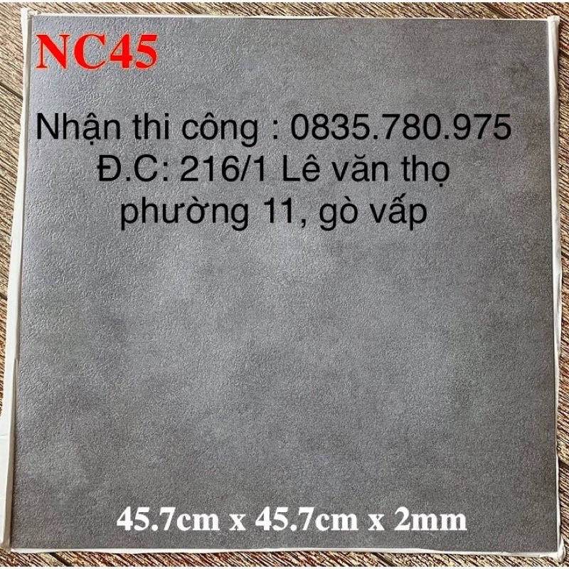 sàn xi măng ô vuông, sàn nhựa giả xi măng có keo sẵn dán trực tiếp