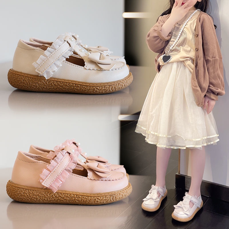 Giày Búp Bê Da Đế Mềm Đính Hạt Giả Ngọc Trai Xinh Xắn Phong Cách Lolita 2022 Cho Bé Gái