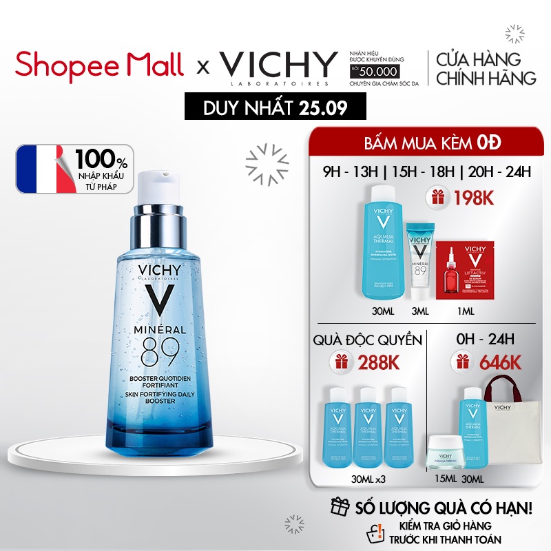 [Mã FMCGMALL -8% đơn 250K] Dưỡng chất giàu khoáng chất Mineral 89 Vichy Mineral 89 50ml