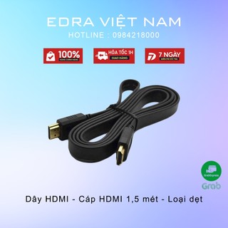 Dây HDMI - Cáp HDMI 1,5 mét - Loại dẹt - Màu đen - Bảo hành 3 tháng