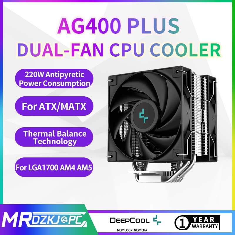 [Hàng Mới Về] Tản Nhiệt CPU 4 Ống Kép Deepcool GAMMAXX AG400 PLUS V5 Hỗ trợ quạt kép INTEL LGA1700 AMD AM5 AM4 làm mát hiệu quả