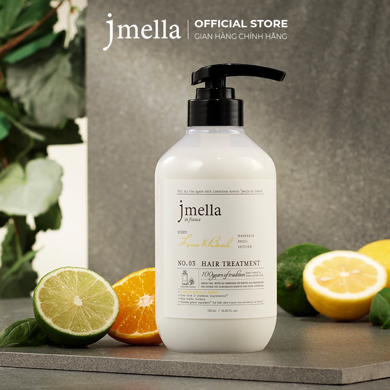 Dầu Xả Jmella In France Phục Hồi và Dưỡng Ẩm Hương No. 3 Lime & Basil Hair Treatment Chanh và Húng Quế Tươi Mát 500ml