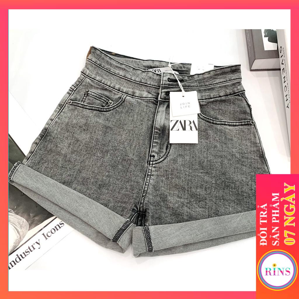 Quần short jeans ZARA trơn logo túi xám - HÀNG CHUẨN VNXK