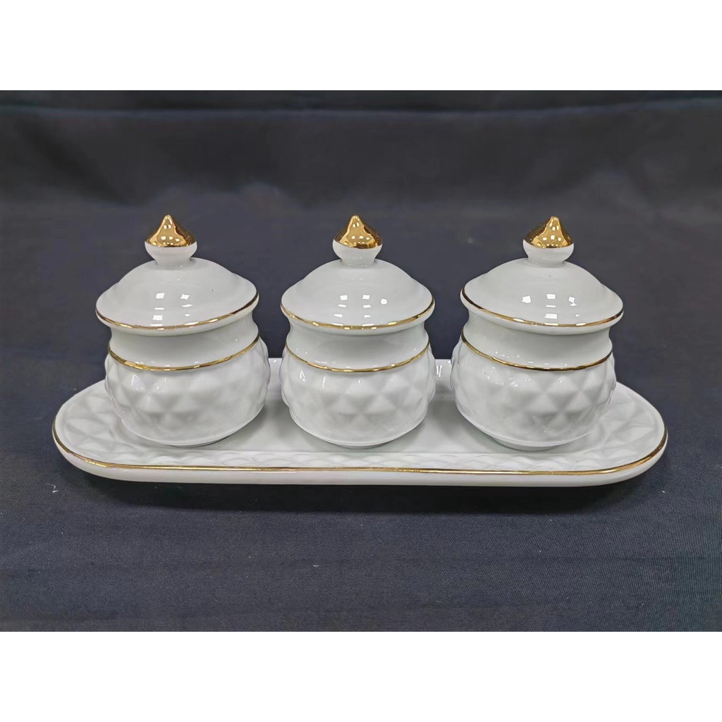 Bộ thờ cúng- set thờ vân nổi Lư , Dĩa, Chun , Án Màu Vàng Họa Tiết Kim Cương Bằng Sứ Tráng Men