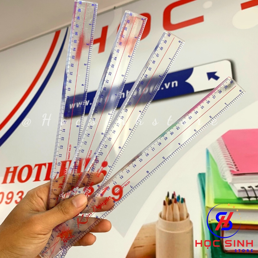 Thước Kẻ  30cm Cho Học Sinh, Văn Phòng Kim Nguyên Nhựa cứng, dày
