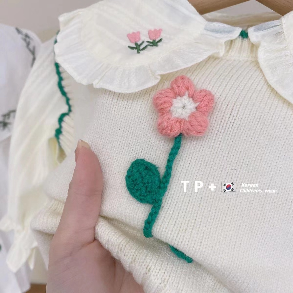 Set Áo Sơ Mi Không Tay Và Áo Len Thời Trang Xuân Thu Mới 2022 Cho Bé Gái