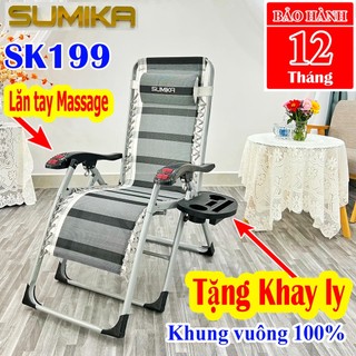 Ghế xếp thư giãn Sumika 199 - Khung vuông 100% chắc chắn hơn, tặng khay ly