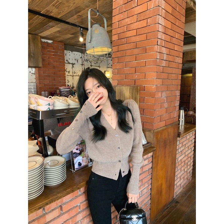 Áo Cardigan Dệt Kim Cổ Chữ V Thiết Kế Mới Ngọt Ngào Thời Trang Dành Cho Nữ
