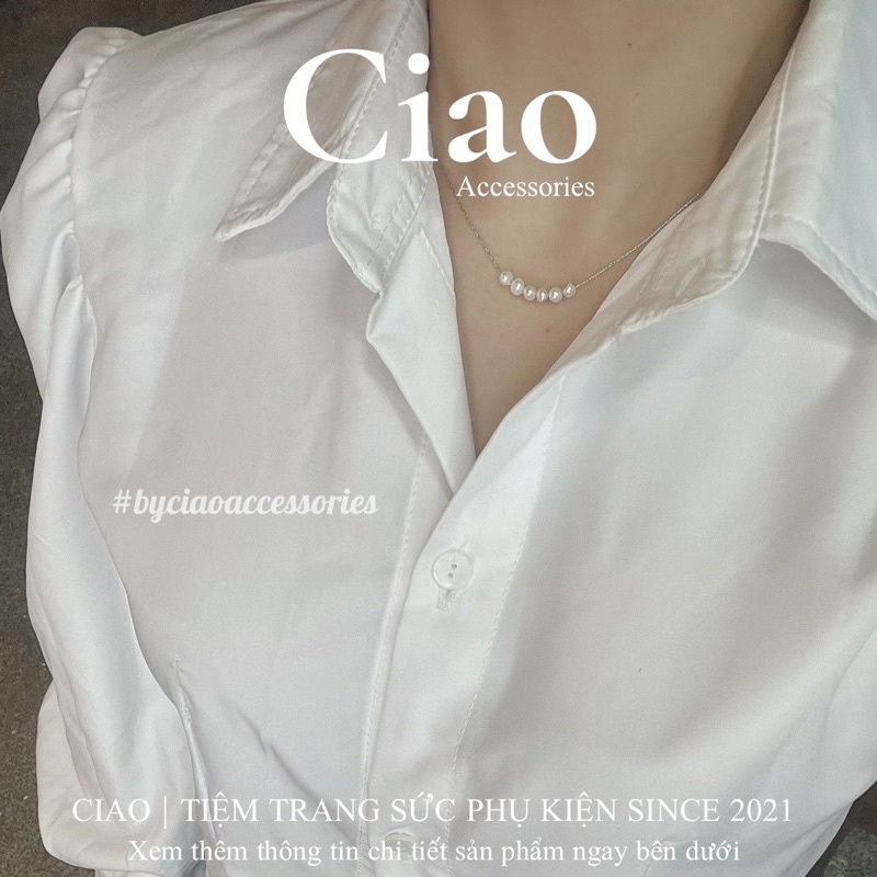 [HOẢ TỐC 1H] Dây chuyền/ Vòng cổ titan không gỉ thiết kế chuỗi hạt trai nước ngọt Hellia Ciao