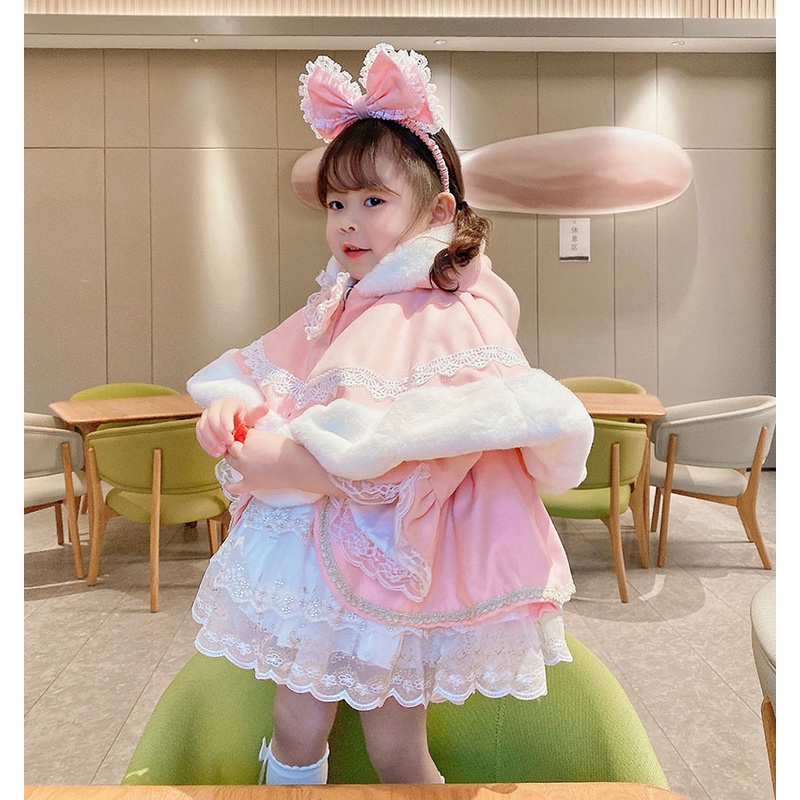 Đầm Lolita Vải Nhung Thời Trang Thu Đông Cho Bé Gái