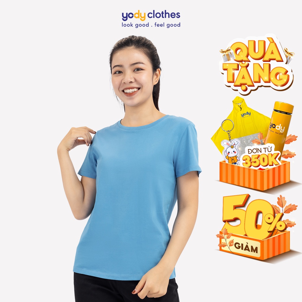 Áo thun trơn nữ YODY tay ngắn vải cotton thoáng mát, có đôi nam nữ TSN5346