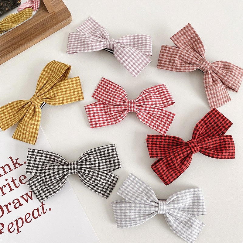 Combo 2 Kẹp nơ ruy băng, lụa/ kẹp trắng xinh xắn phong cách Hàn Quốc