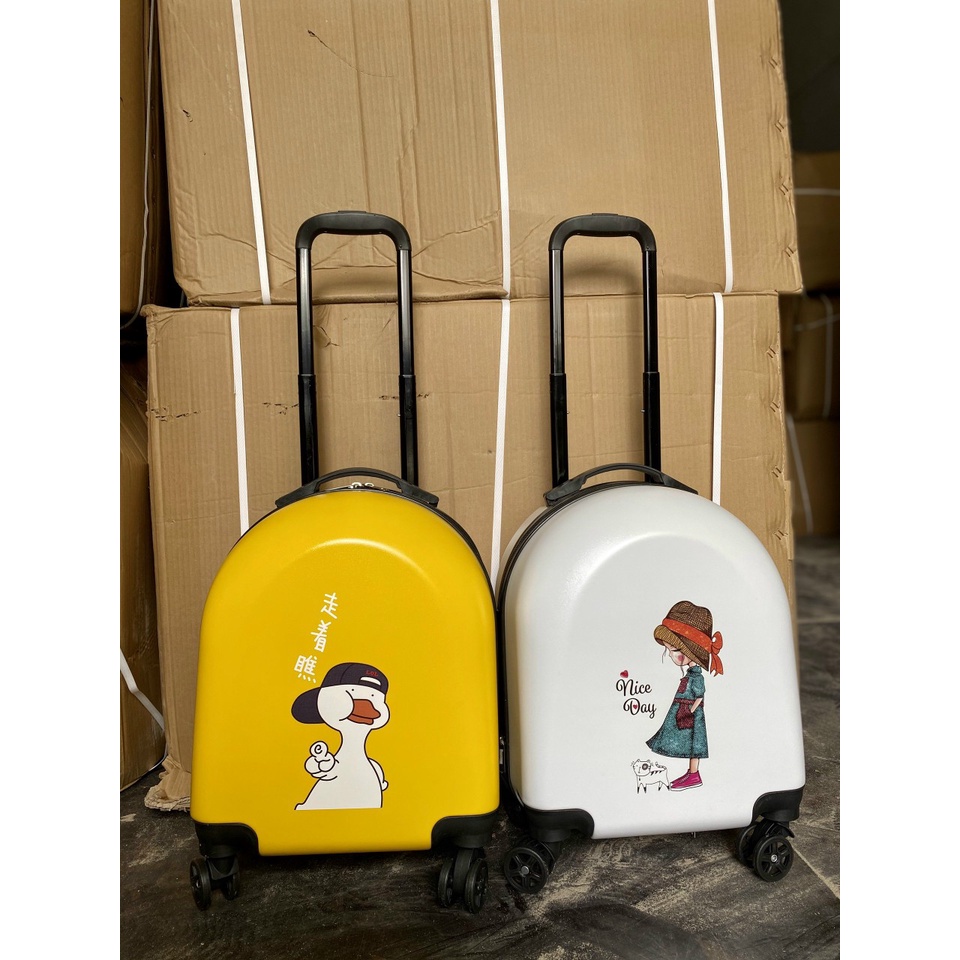 VALI SIZE 18 INCH IN HÌNH KHỦNG LONG BÉ TRAI BÉ GÁI MẪU MỚI NHẤT BÁNH XE XOAY 360 ĐỘ
