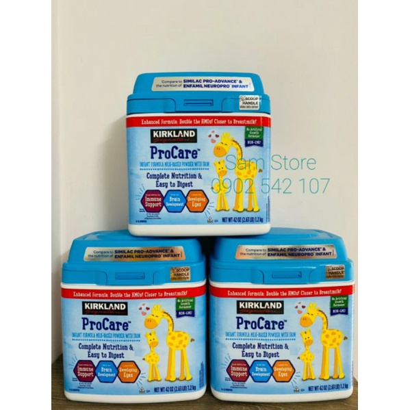 Sữa Bột Kirkland ProCare 1kg2 (Dành cho trẻ từ 0 - 12 tháng tuổi)
