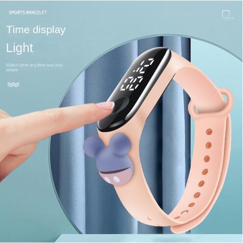 Đồng Hồ LED Điện Tử Đeo Tay Hình Hoạt Hình Dễ Thương Chống Nước Cảm Ứng Bằng