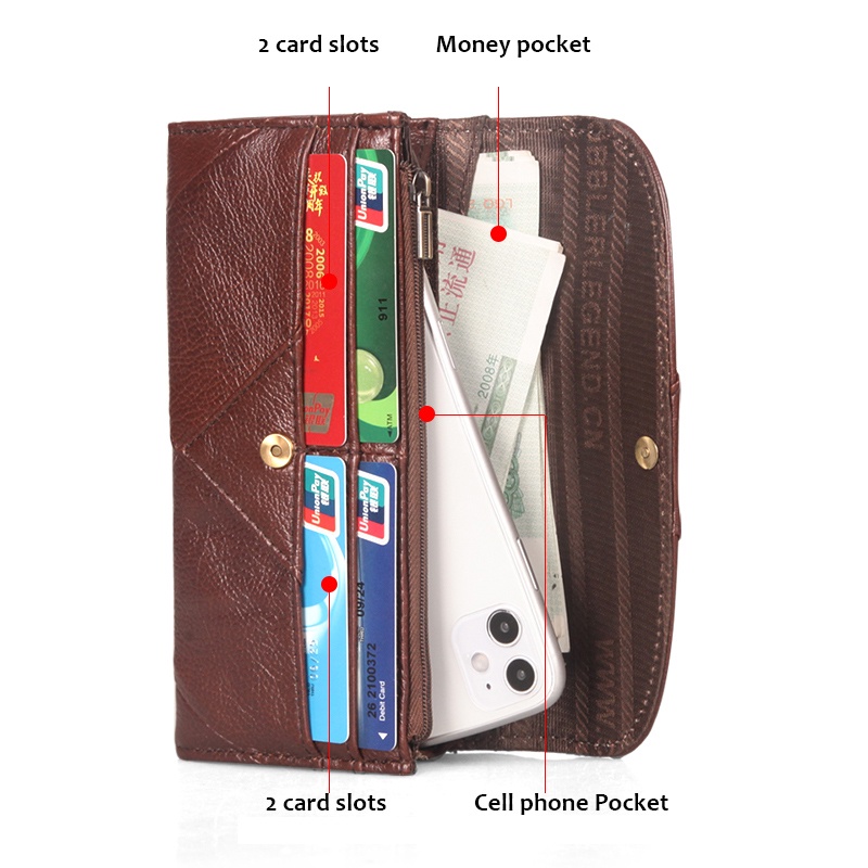 Ví Da Thật Dáng Dài Phong Cách Retro Cho Nữ