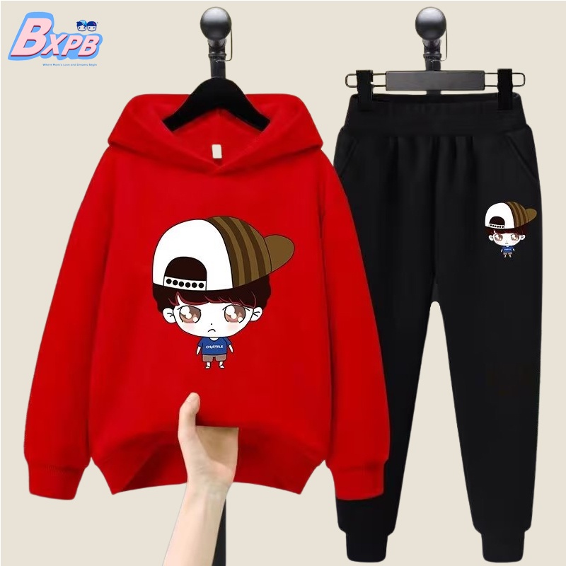 Trang phục BXPB gồm áo hoodie và quần dài dáng rộng in hoạt hình thích hợp cho bé trai 3-15 tuổi