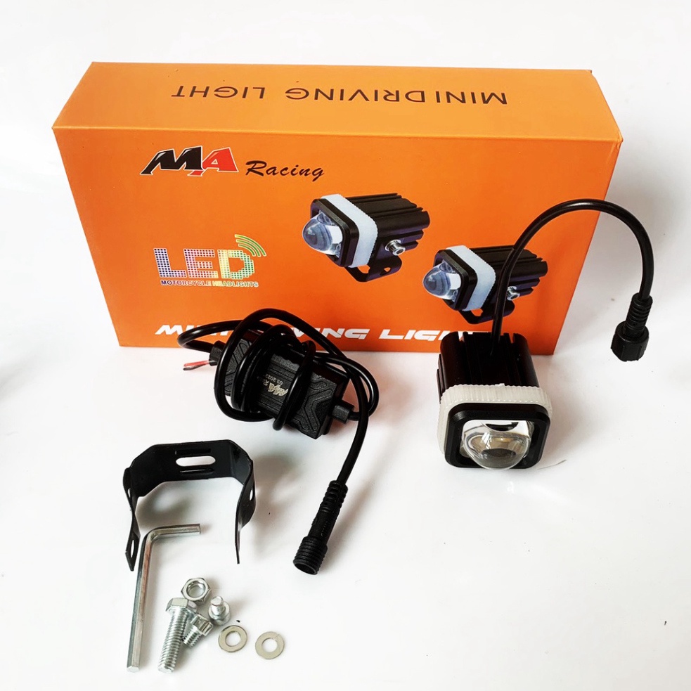 Đèn led trợ sáng mini 2 màu MA Racing chính hãng mã M1.0- giá 1 bóng ( 4 chế độ 31W) Siêu Sáng