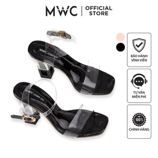 Giày MWC 3961 - Giày Sandal Cao Gót 7p, Giày Cao Gót Quai Trong, Cao Gót Quai Ngang Đế Thủy Tinh Sang Chảnh